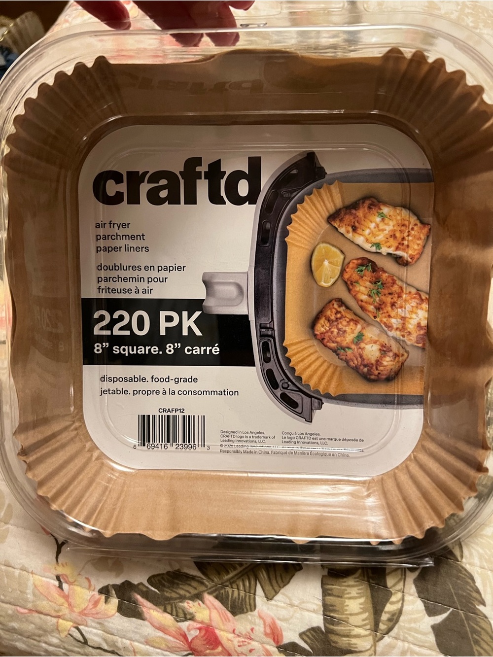 Craft Brown 8" Square Air Fryer Parchment Paper Liners - 220 Pack